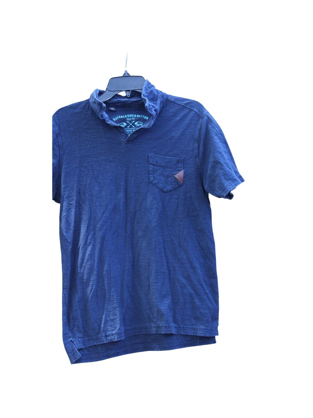 Buffalo David Bitton Men's Medium Navy Blue Short Sleeve Polo Shirt with Pocket
